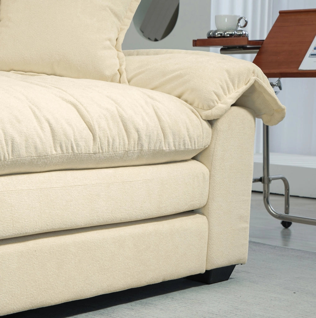 Set divani 2 pezzi in ciniglia con divano singolo e loveseat, seduta profonda con memory foam e cuscini decorativi