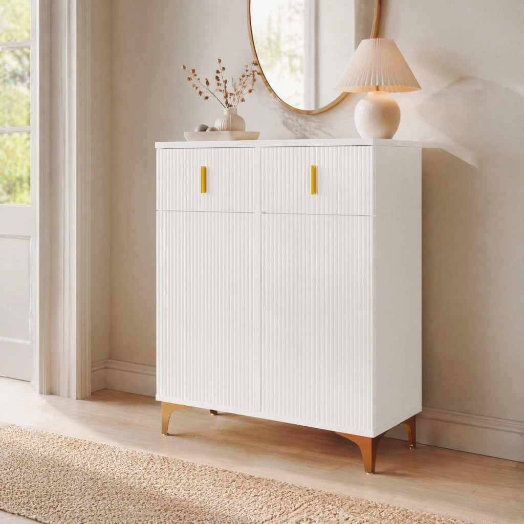 SIDEBORAD Armadio con 2 cassetti e 2 ante 83x35x101 cm Bianco
