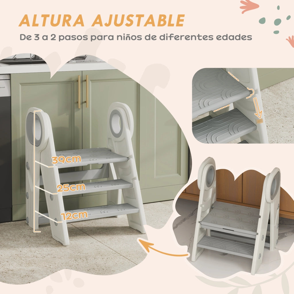 Scala di apprendimento regolabile per bambini ¨C zephmum ¨C grigio e bianco 90x40x90 cm