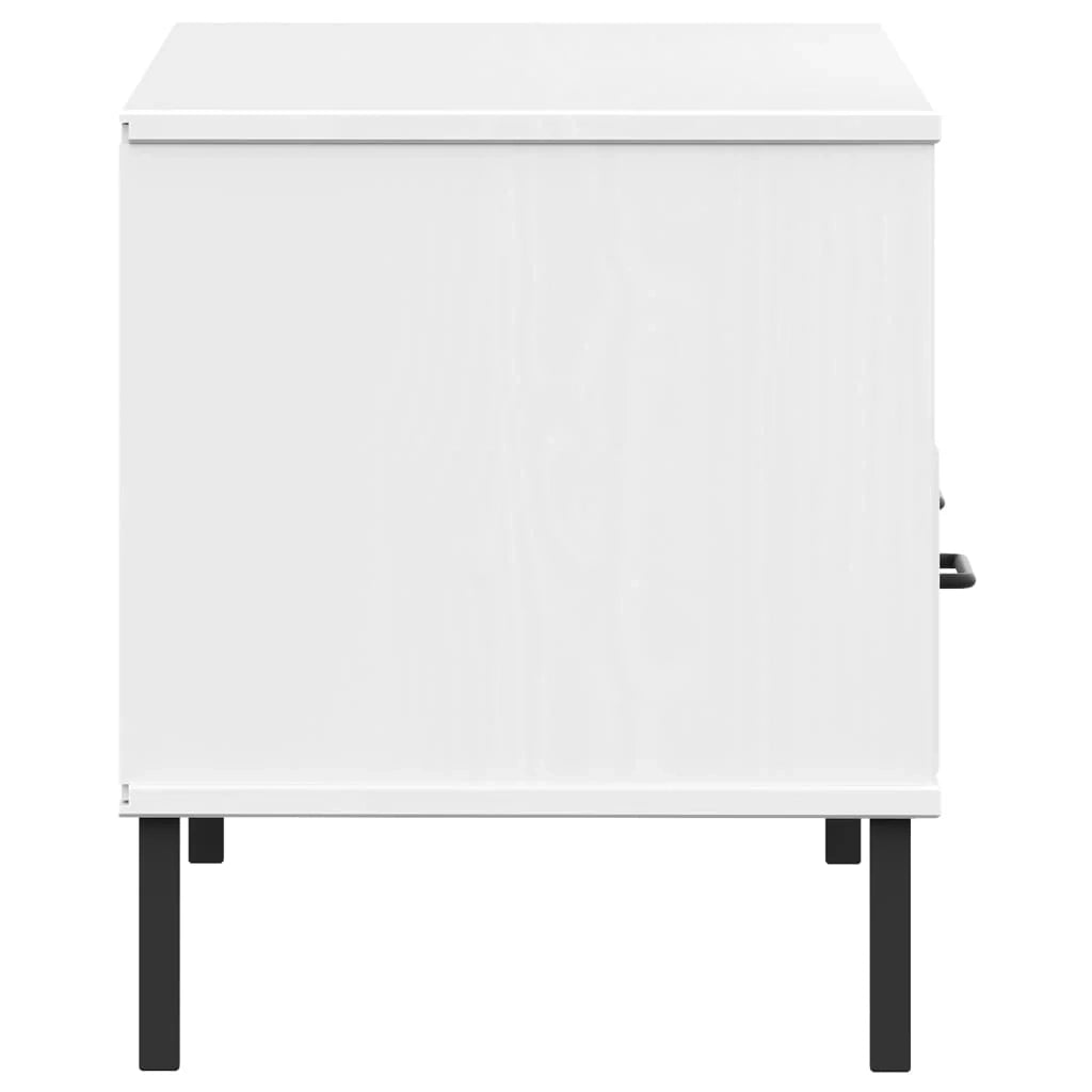 Mobile TV multimediale scaffale TV credenza mobile TV sala da pranzo soggiorno camera da letto con gambe in metallo legno di pino massiccio OSLO bianco 02_0026864