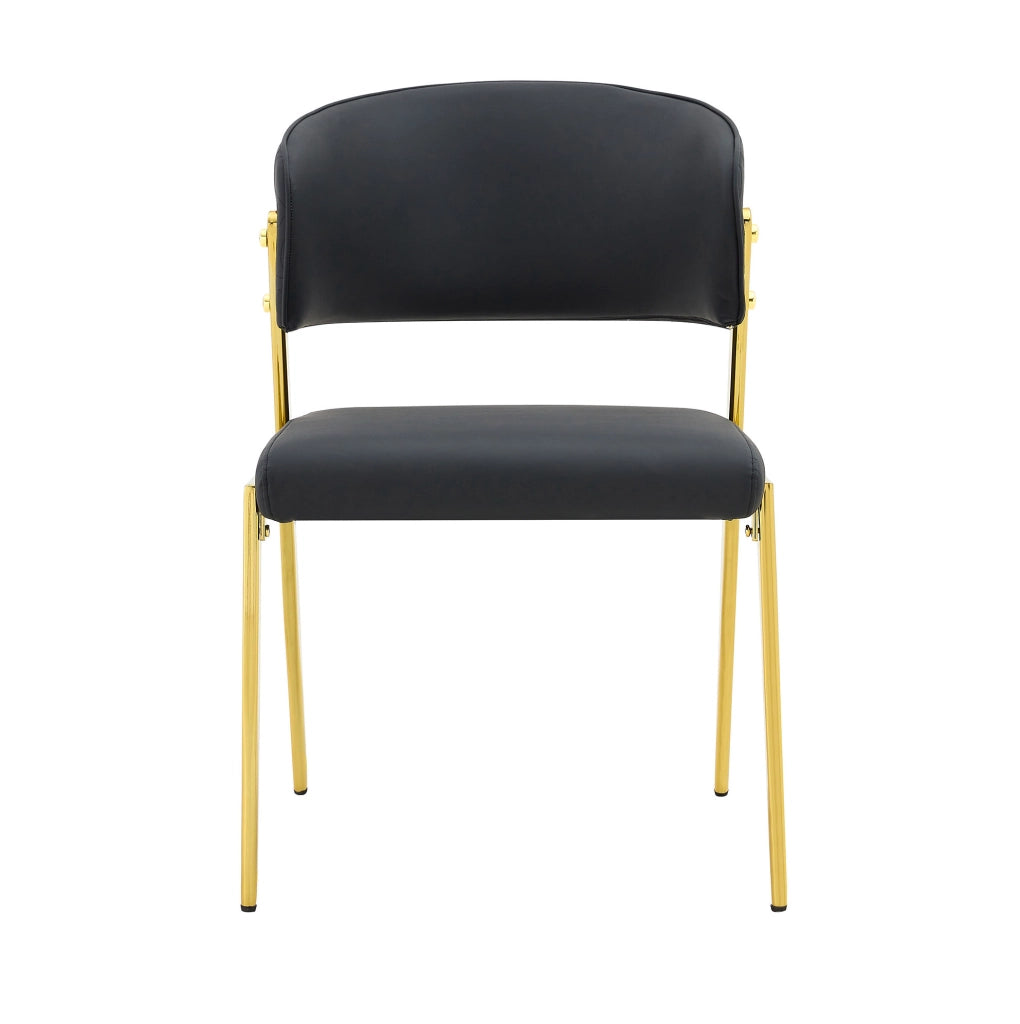 Set 2 sedie da pranzo imbottite in PU nero con struttura in metallo HOMVRA