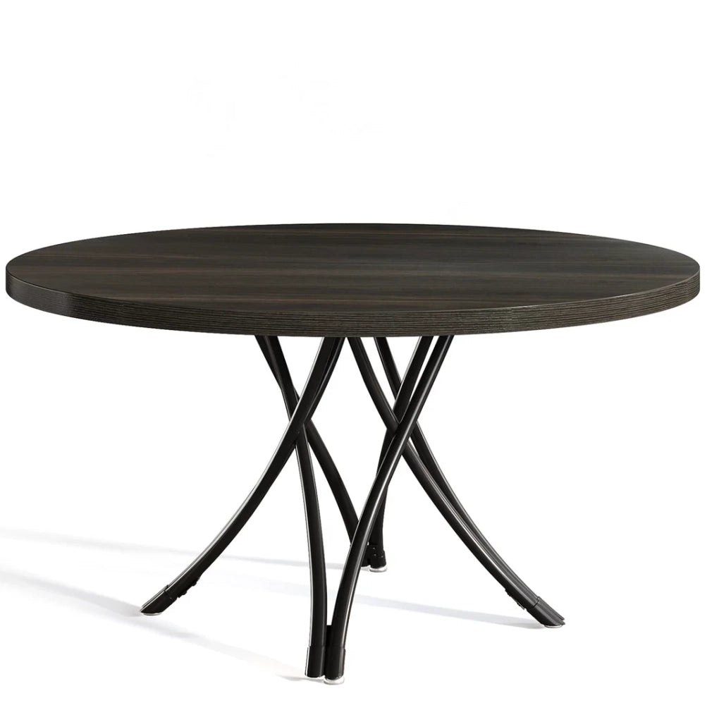 Tavolo da pranzo rotondo nero 120 cm per 4-6 persone con gambe a croce in stile moderno