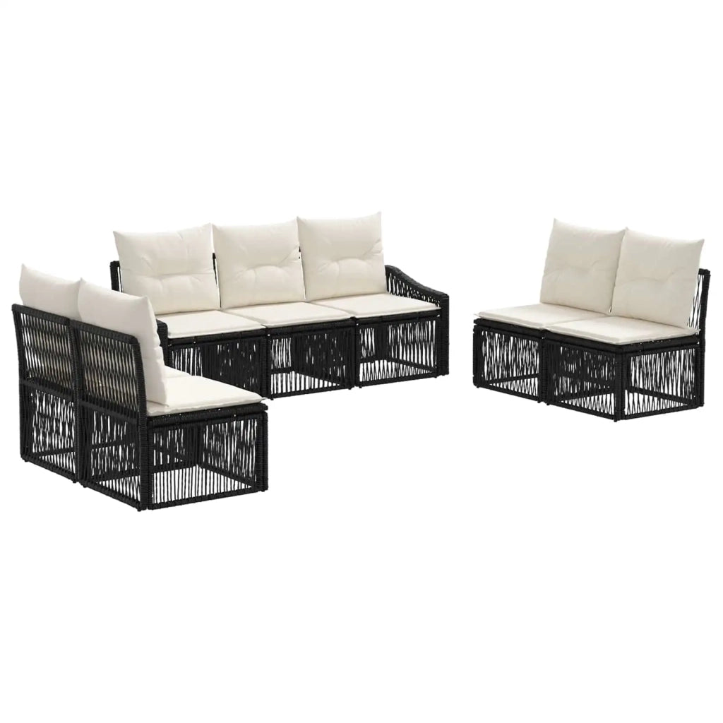 Set Divano da Giardino 7 pz Nero polyrattan 3435973