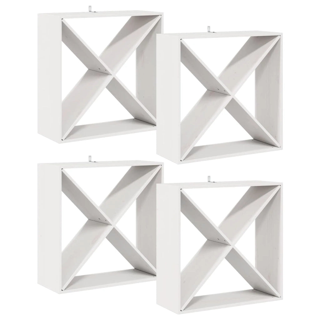 Portabottiglie 4 pcs Bianco 62 x 25 x 62 cm Pino massello 893317