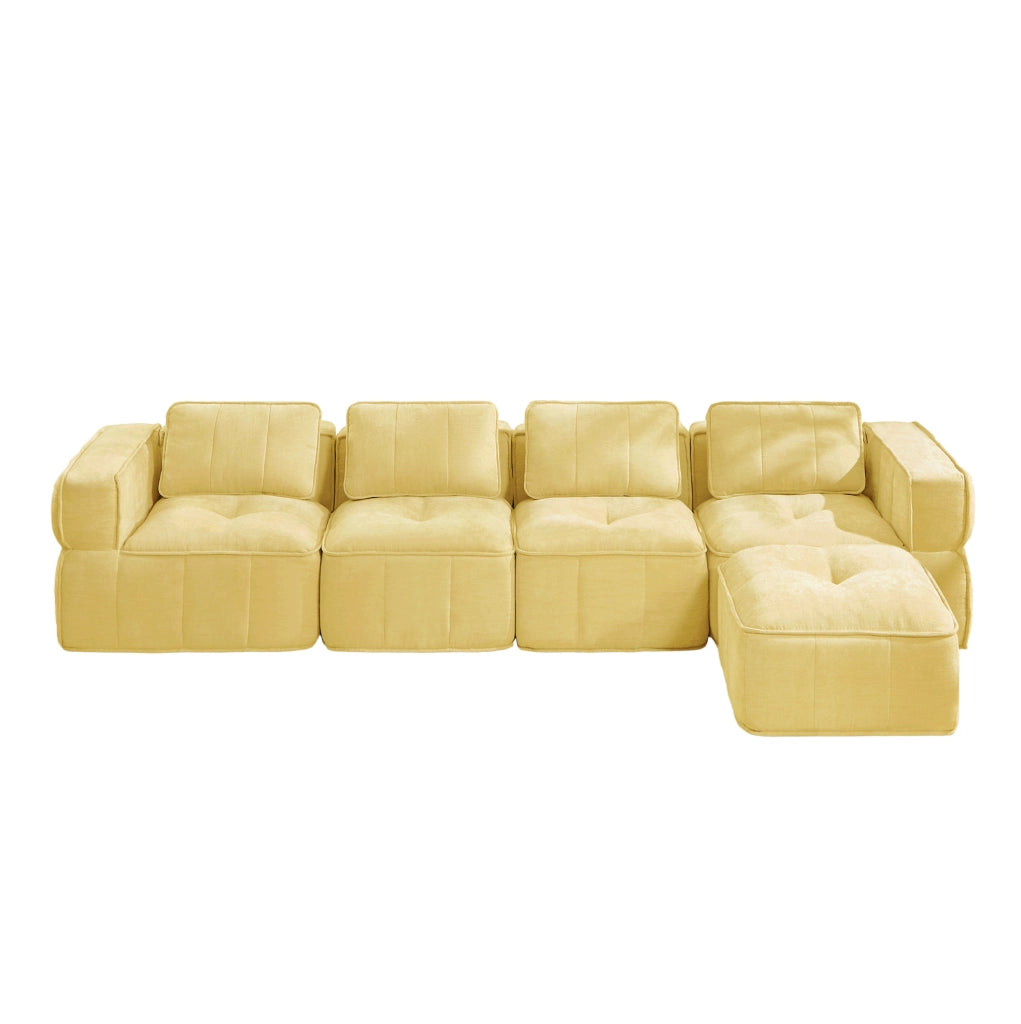 DIVANO Modulare con Pouf 344x162 cm in Poliestere Giallo