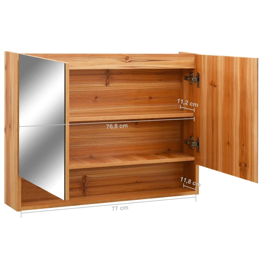 Mobiletto a specchio da bagno a LED 80 x 15 x 60 cm MDF rovere 02_0006729