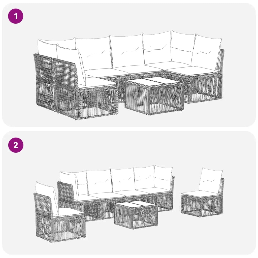 Set Divano da Giardino 7 pz Grigio polyrattan 3434162