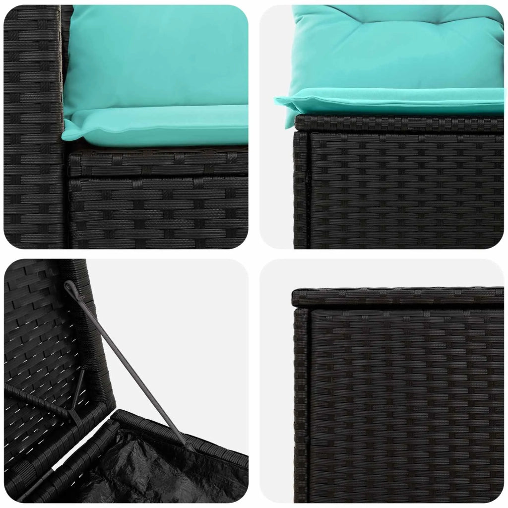 Set di divani 5 pz Nero e Blu 200 x 200 x 85 cm 3447910