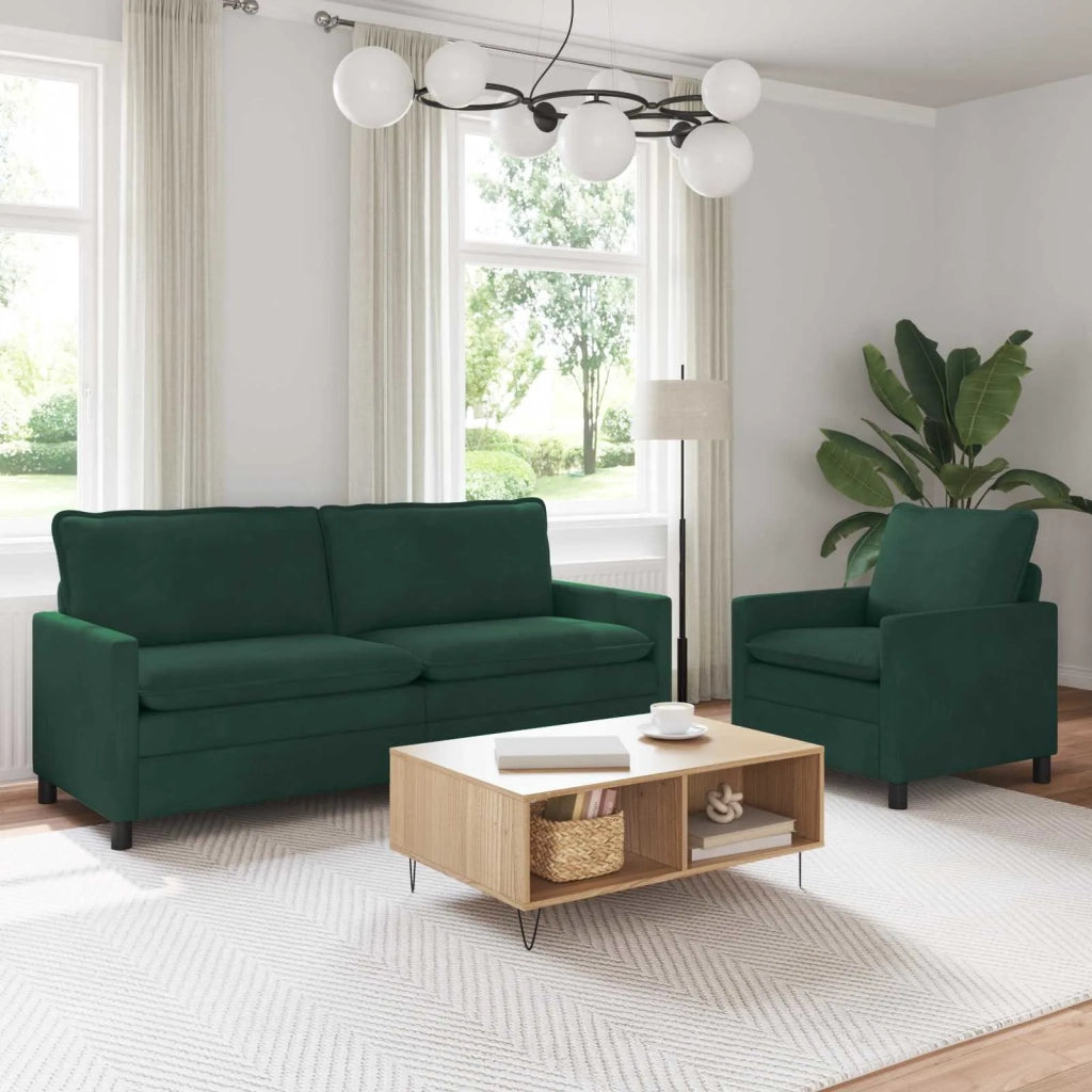 Set di divani 2 pcs Verde Scuro Velluto 3417111