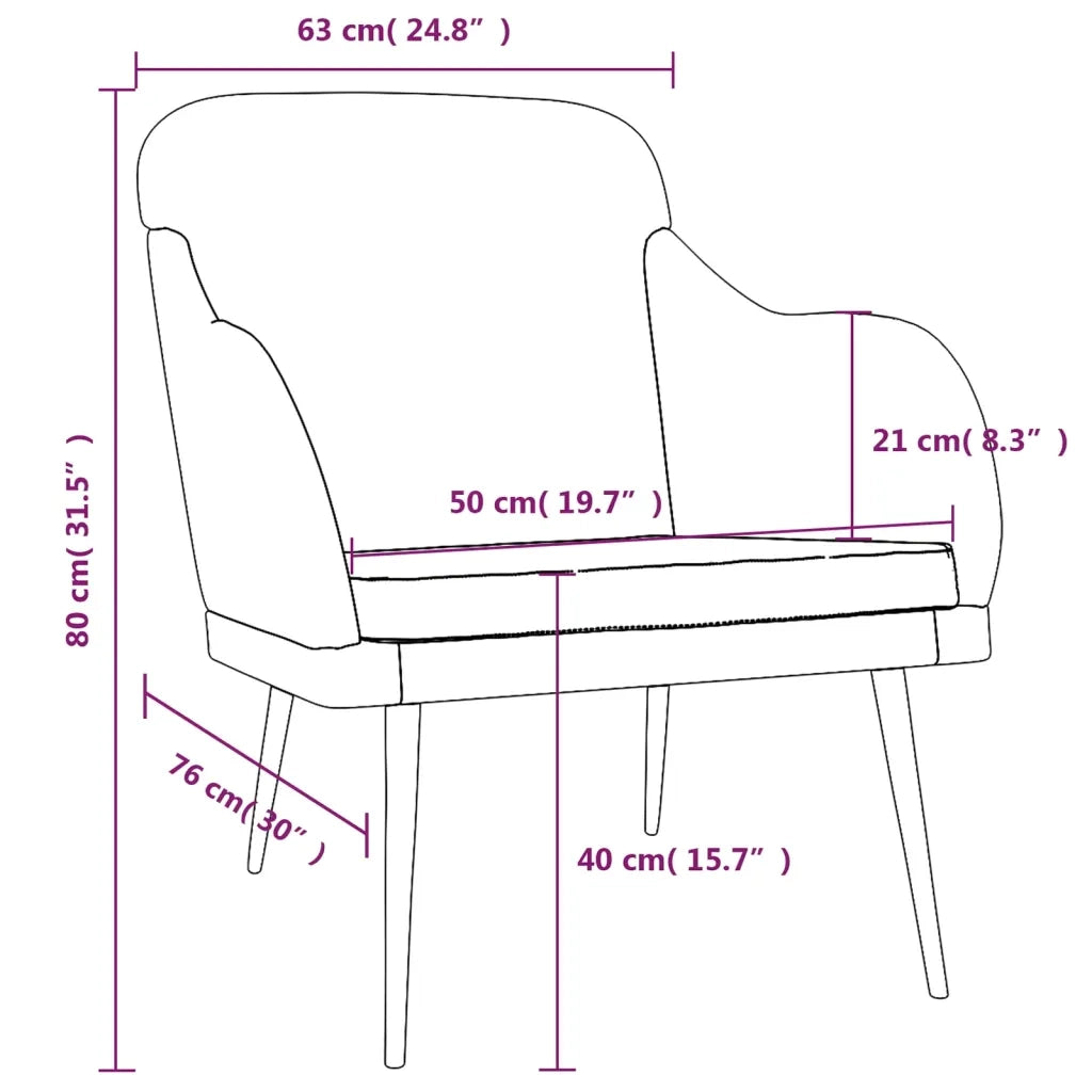 Poltrona Nera 63x76x80 cm Velluto 351459
