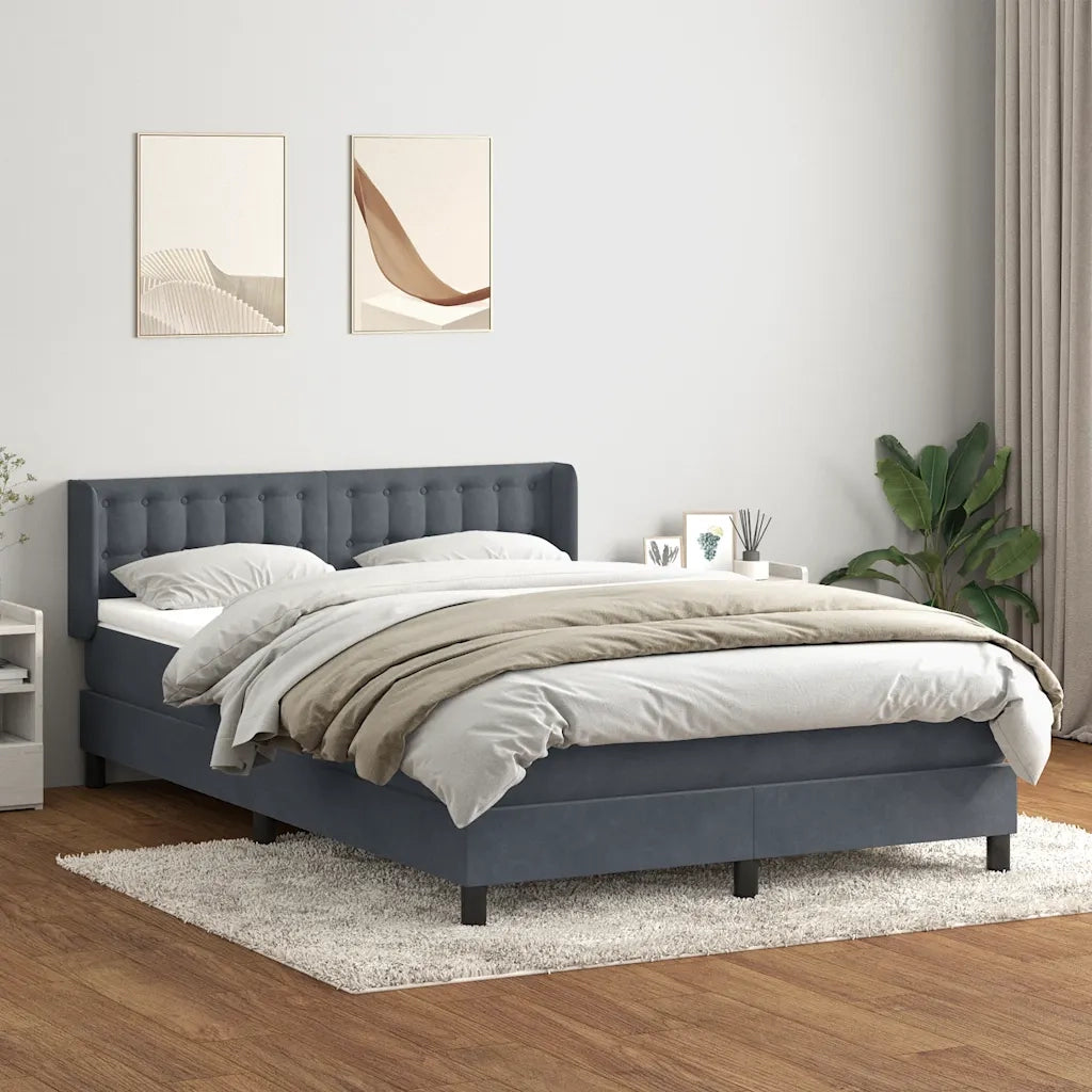 Giroletto a Molle con Materasso Grigio Scuro 160x210 cm Velluto 3318454