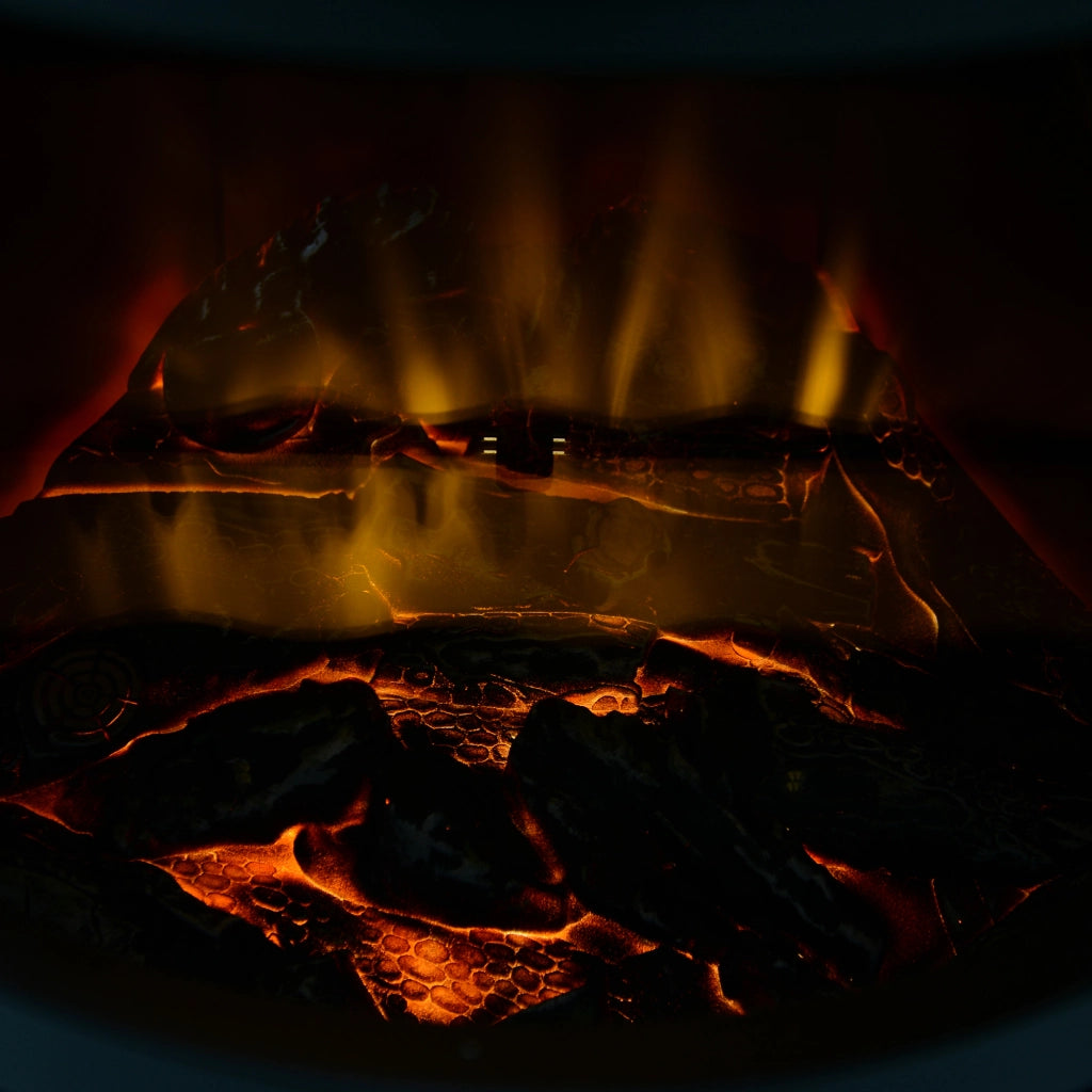 Camino Elettrico da Terra 900W/2000W con Effetto Fiamma,Caminetto Elettrico con Temperatura Regolabile e Protezione da Surriscaldamento,41x41x64.5cm,Nero