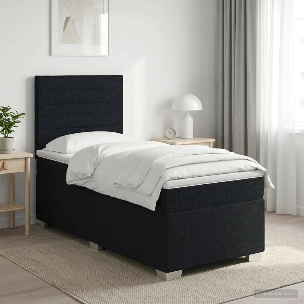 Letto box spring con materasso Nero 80 x 200 cm Tessuto 3453271