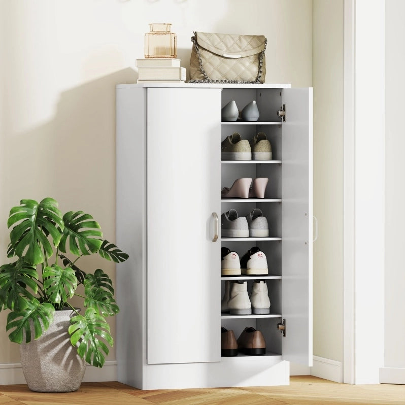 Mobile portascarpe bianco 7 ripiani 55x35x108 cm