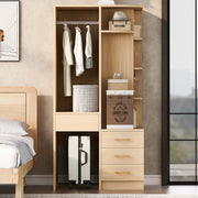 Armadio autoportante con vano appendiabiti ripiani aperti e cassetti in MDF 70 × 55 × 175 cm