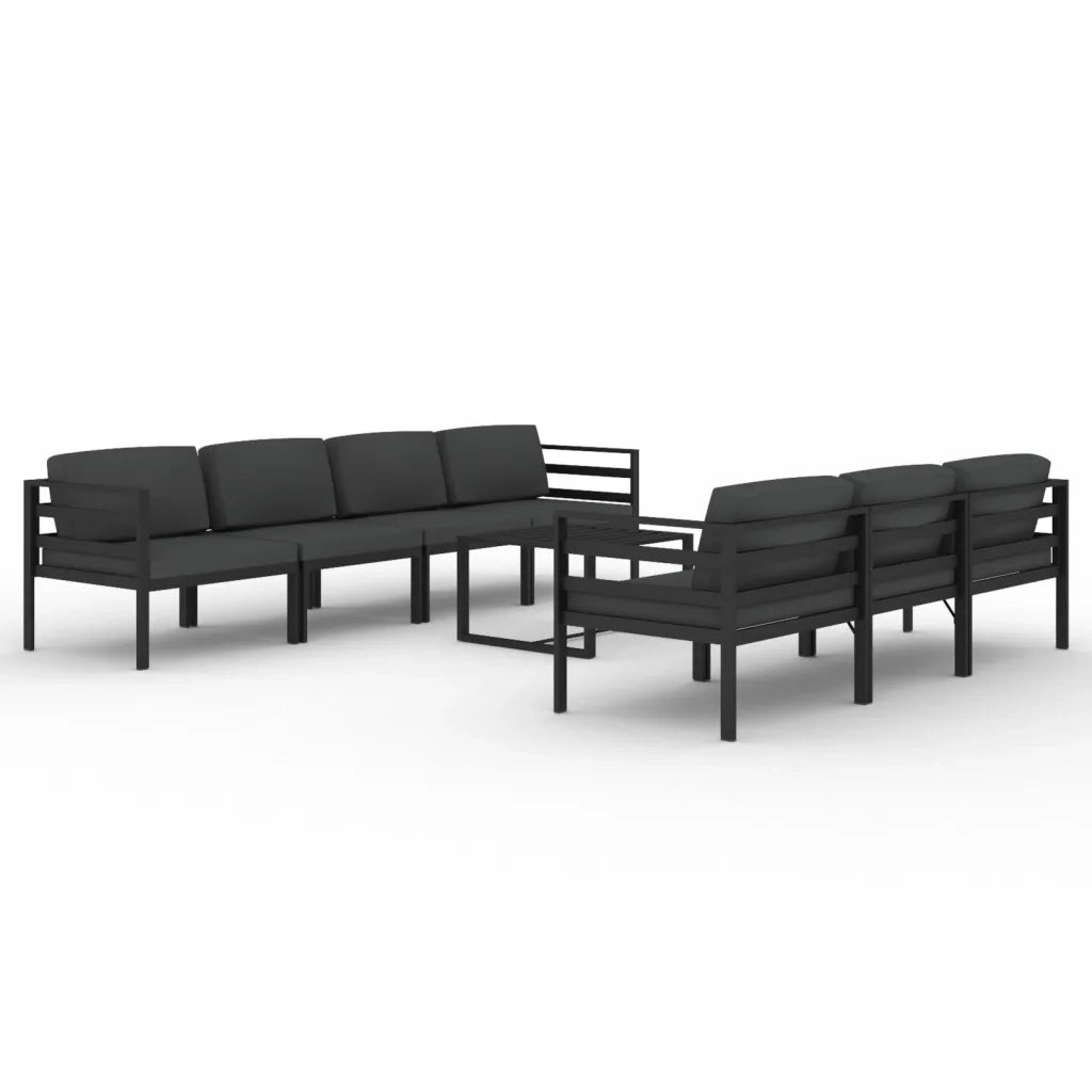 Set Divani da Giardino 8 pz con Cuscini in Alluminio Antracite 3107806