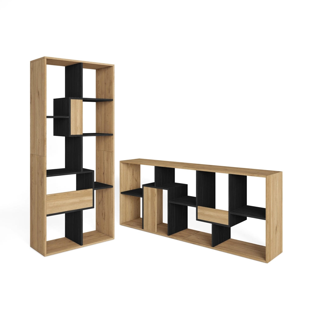 Libreria scaffale, 162x67x31cm, Per libri, Rovere e nero RF4113
