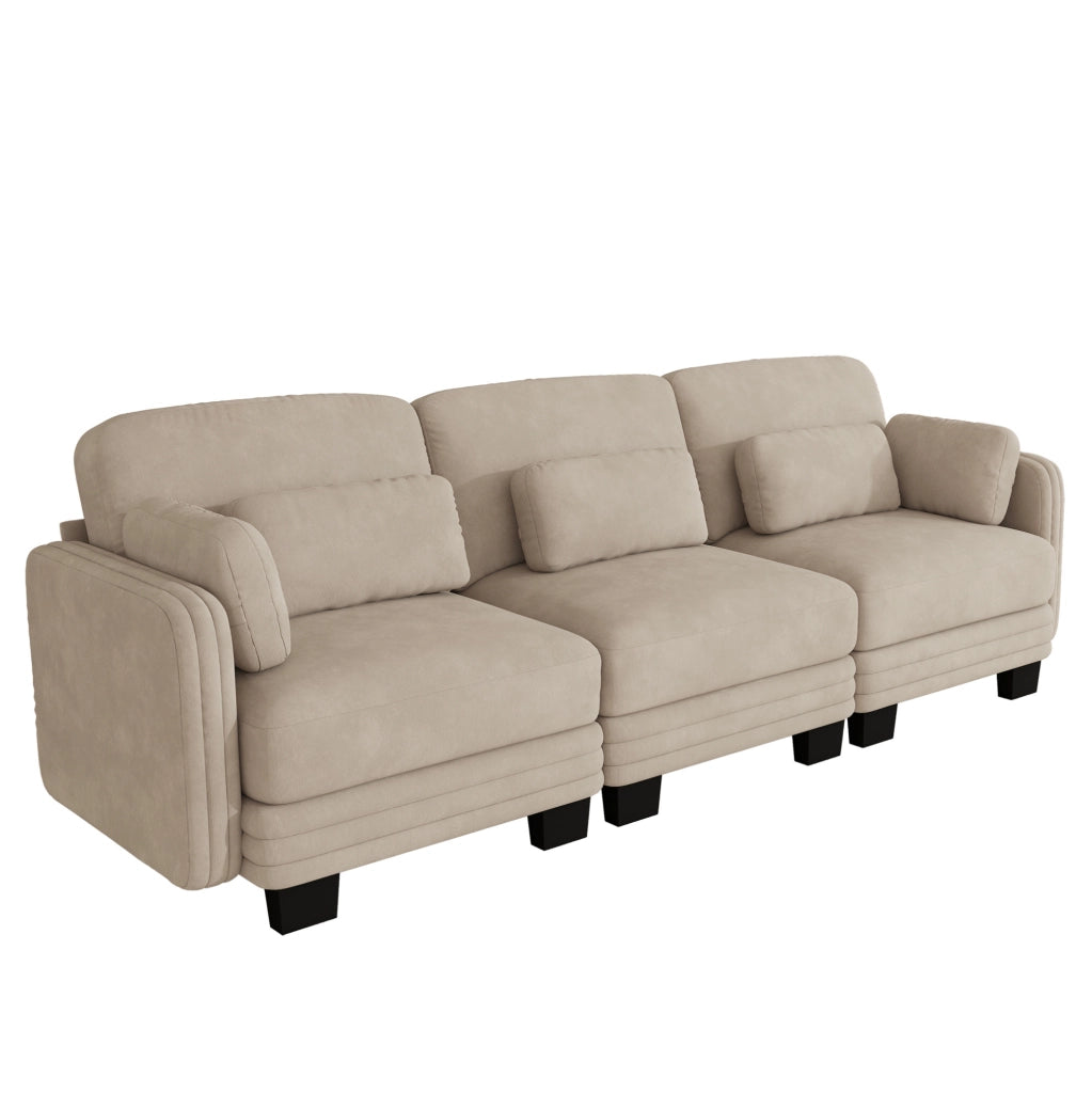 Divano modulare in chenille 253 x 88 x 88 cm; Light Coffee