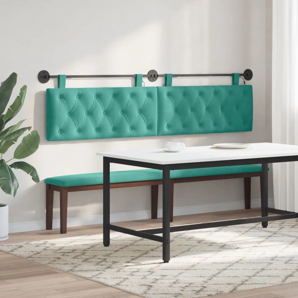 Testiera | Testata sospesa Con luce LED Turchese Velluto