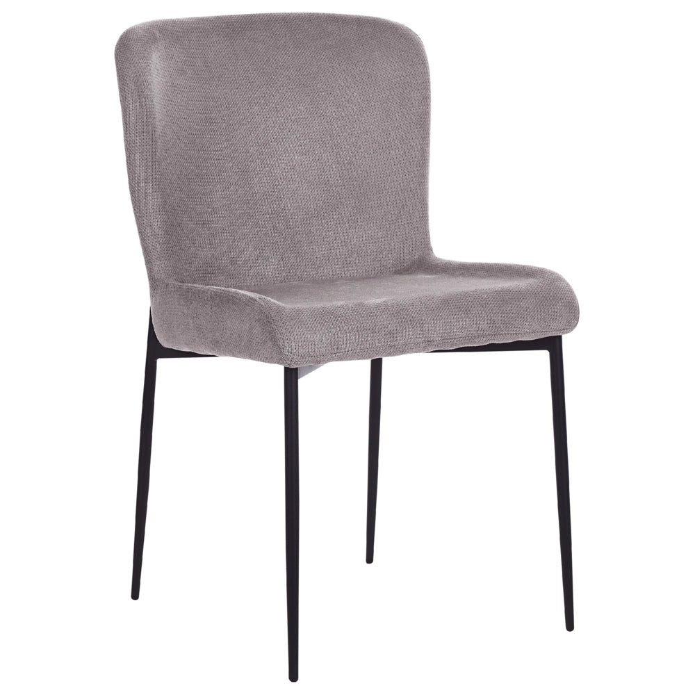 Set di 2 sedie da pranzo in tessuto poliestere con texture a maglia grigio scuro soggiorno e camera da letto