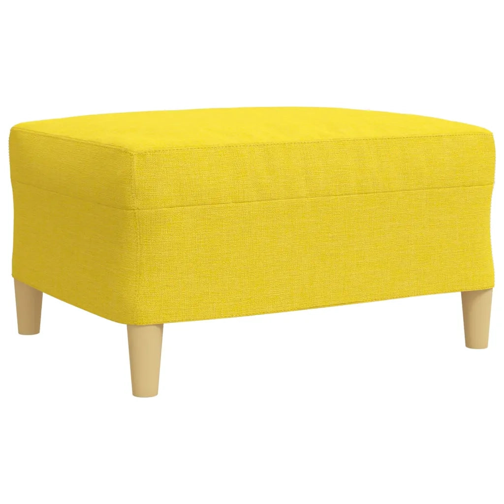 Set Divani 4 pz con Poggiapiedi e Cuscini Giallo Chiaro Tessuto