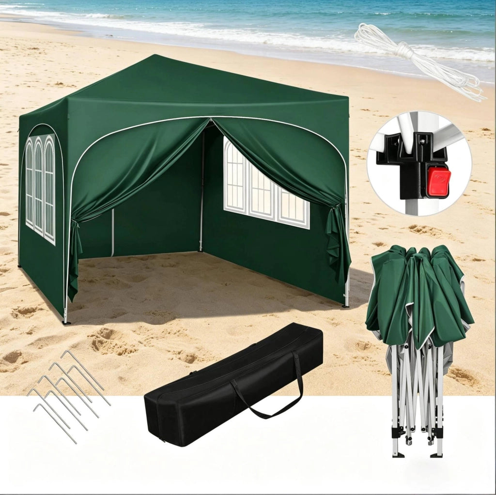 Gazebo da giardino 3x3m in tessuto Oxford 210D con struttura in metallo e custodia verde