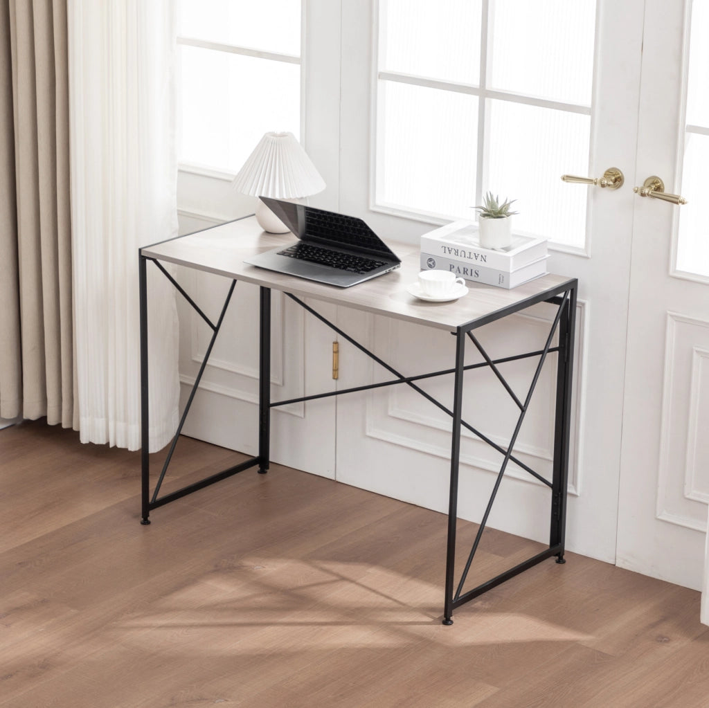 Scrivania pieghevole in MDF con finitura effetto legno, 99x50x75 cm, per piccoli spazi