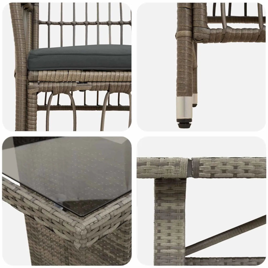 Set da pranzo per esterni 9 pz Grigio polyrattan 3448946