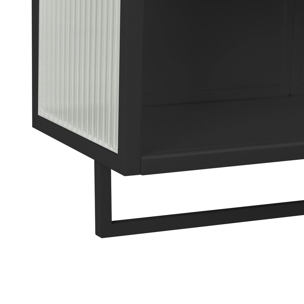 Mobiletto Bagno con Ante in Vetro e Portasalviette ¨C MINIMAL ¨C Nero, 60 cm
