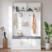 Appendiabiti con Panca Scarpiera e Ganci ¨C MINIMAL ¨C Bianco, Salvaspazio, 120x40x191 cm
