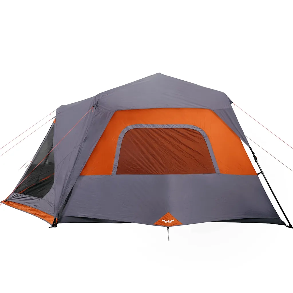 Tenda Campeggio 10 Persone-Tenda per Escursionismo Grigio e Arancione Impermeabile