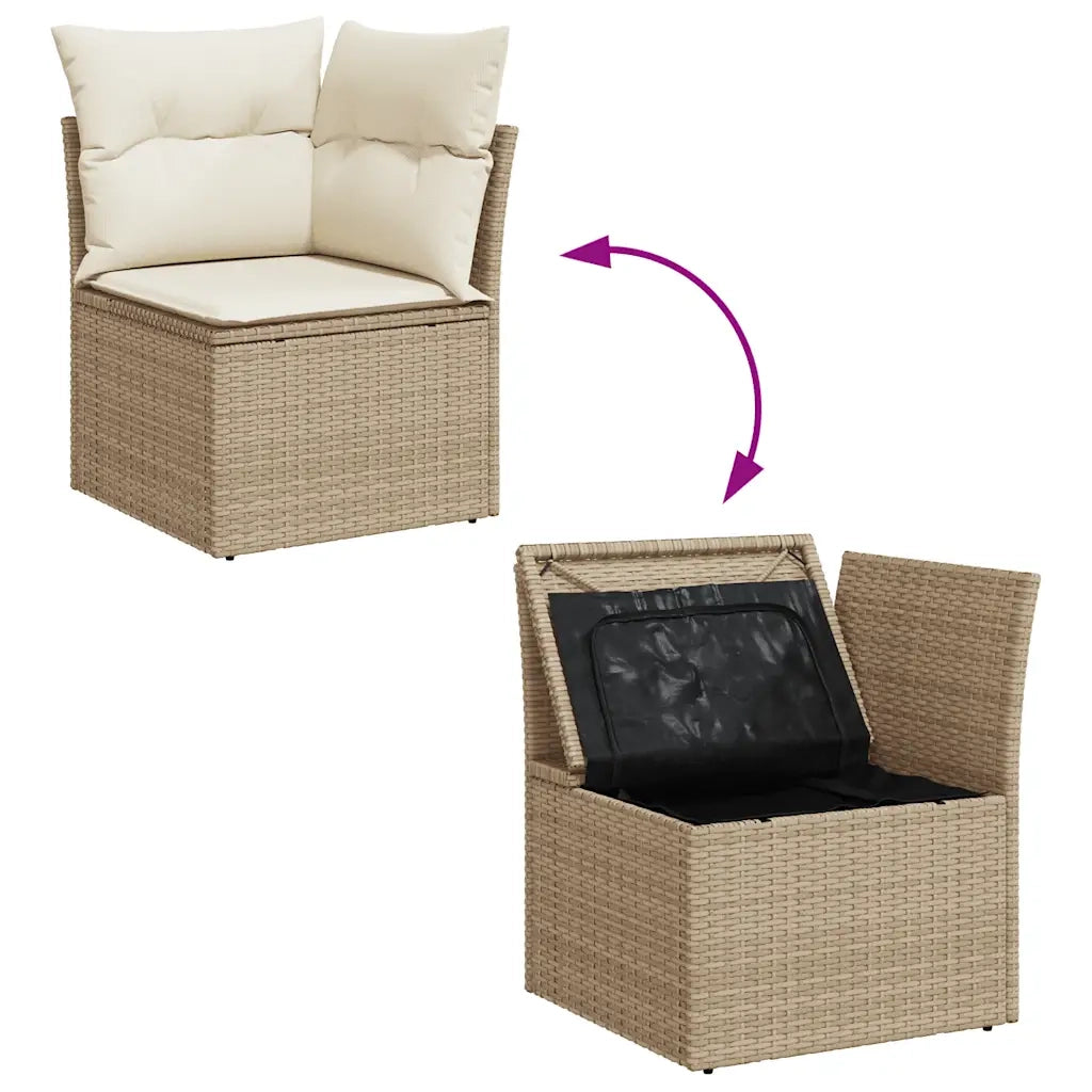 Set Divano da Giardino 5 pz con Cuscini Beige in Polyrattan 3327369
