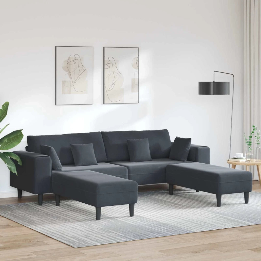 Divano 3 pcs Grigio scuro 250 x 188 x 76 cm Velluto 3335173