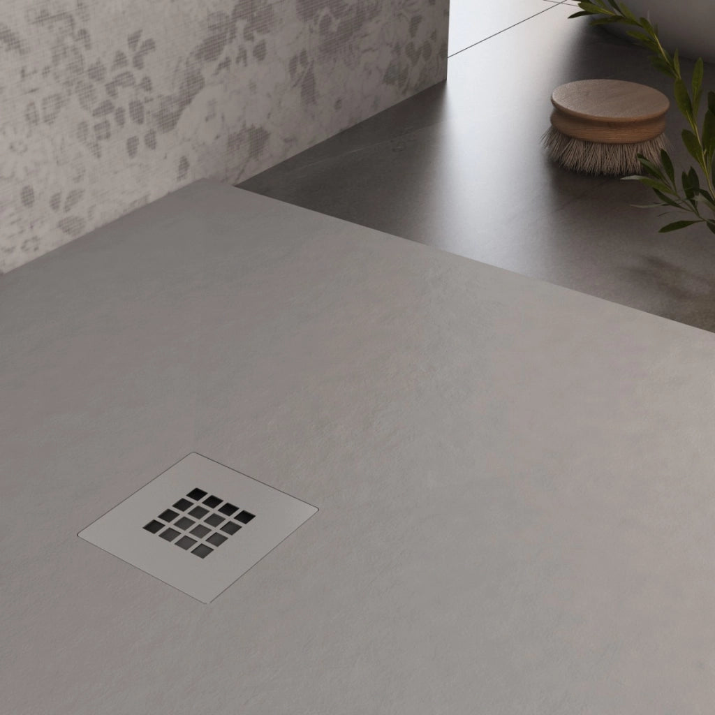 Piatto doccia in marmo resina grigio chiaro pietra cemento plus, misura 70x110