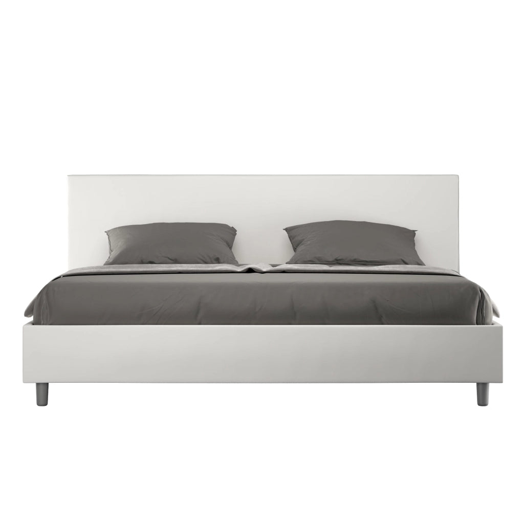 Letto Matrimoniale 160x210 cm con Rete e Contenitore Adele Bianco