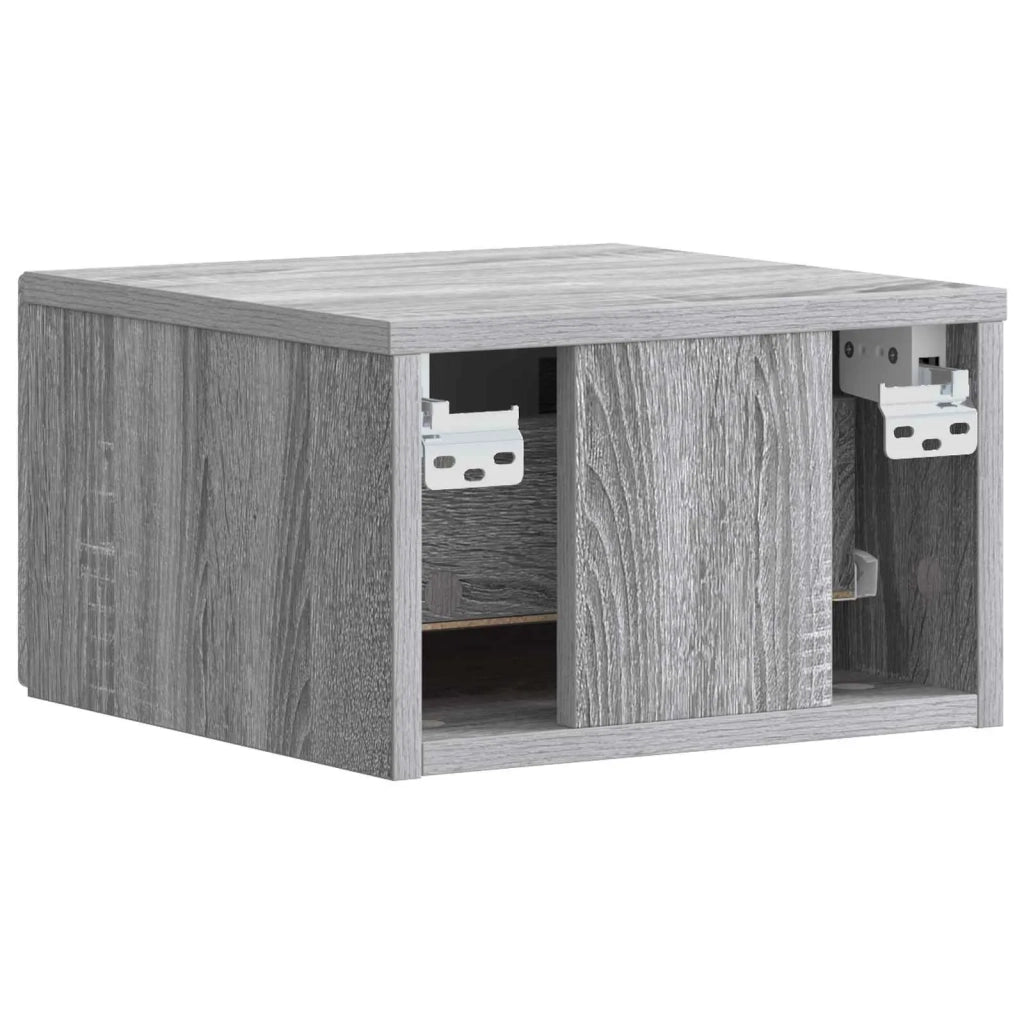 Set di 2 Comodini | Armadio da Notte | Mobiletto da notte a muro Sonoma grigio 49 x 34,5 x 20 cm