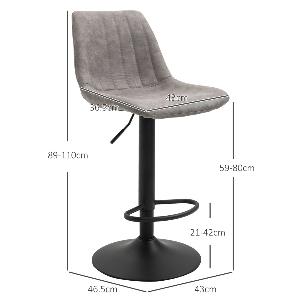 Sgabelli da Bar con Schienale e Altezza Regolabile ¨C Zephmum ¨C Grigio