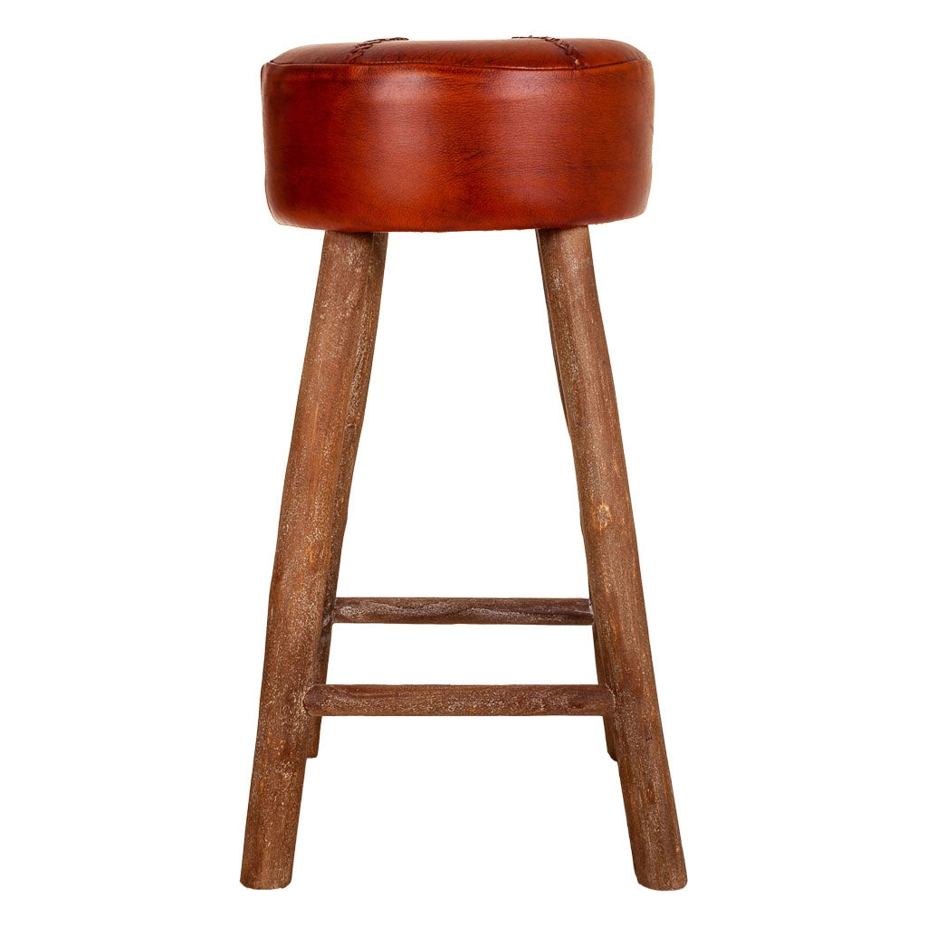 Sgabello in pelle rossa 41x41x78h