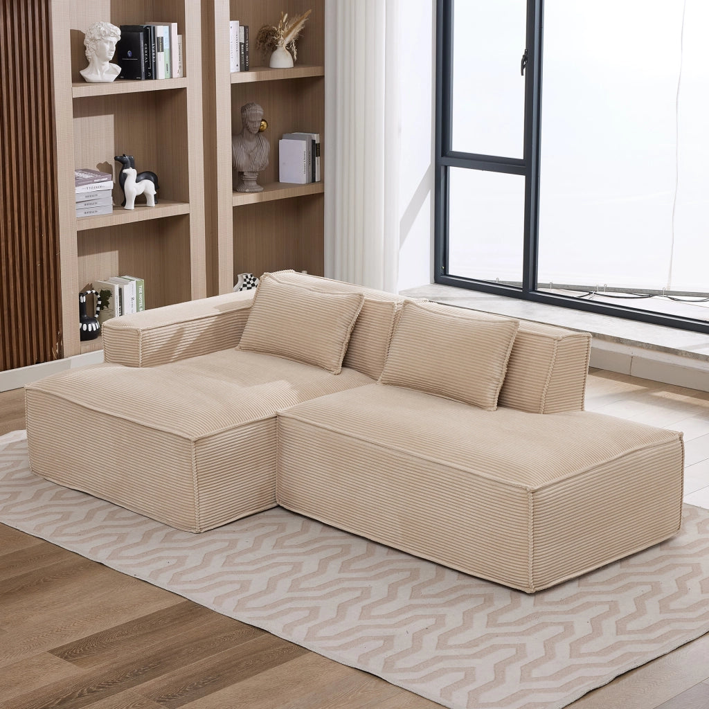 Sofa economico in tessuto - Zephmum- 235 cm - Con cuscini e federa