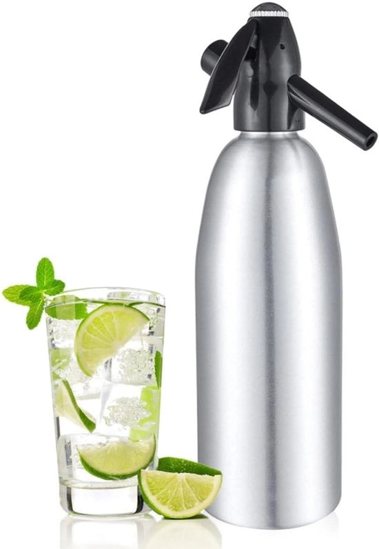 Soda Maker Professionale 1L Legering con Dose Carbonica - Dispensatore di Bevande Gassate - Carbonatore Manuale - Regolatore di Pressione - Dispositivo Sostenibile e Riciclabile