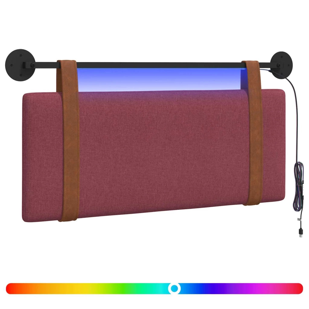 Testiera | Testata sospesa Con luce LED Rosso Vino PU Antico