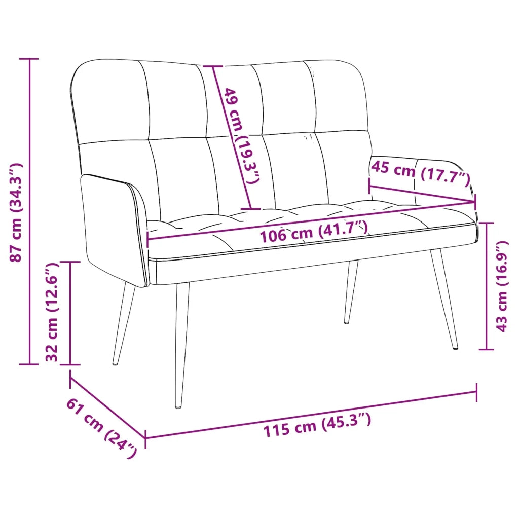 Sofa a Due Posti Grigio chiaro 115 x 61 x 87 cm Tessuto 42028929