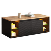 Tavolino da salotto con illuminazione LED 100x50x41 cm assemblabile nero