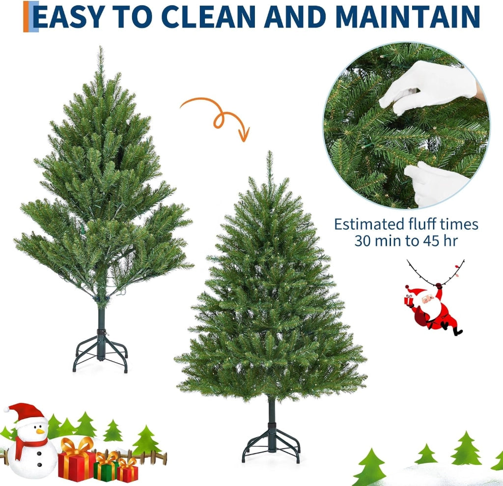 Albero di Natale Classico 180cm in PVC con Apertura Automatica a Ombrello e Base Metallo