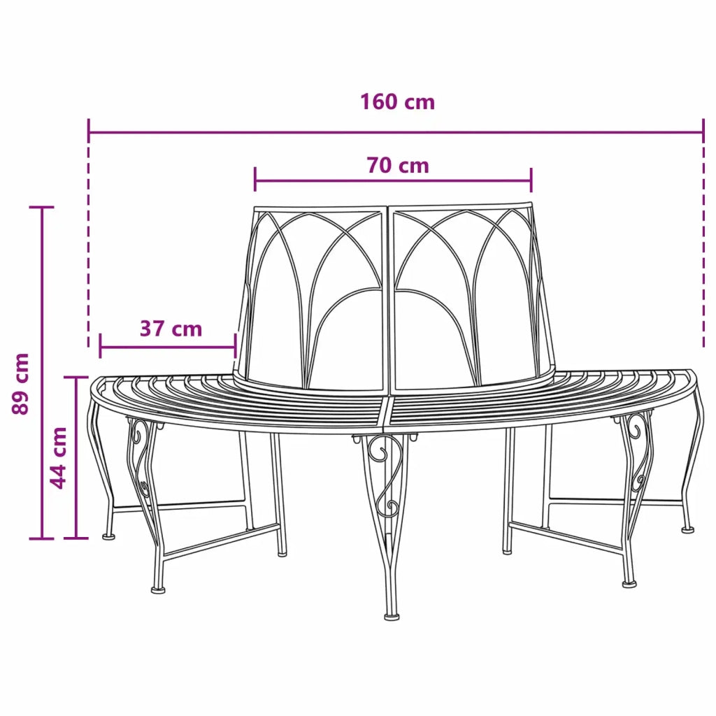 Panchina per Alberi 4-Numero di posti 160 x 80 x 89 cm Acciaio 42029518