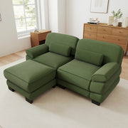 Divano modulare a L con pouf e cuscino lombare; 194 x 161 x 94 cm; verde