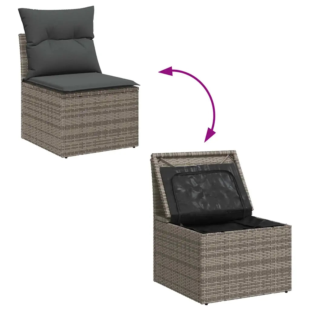 Set Divano da Giardino con cuscino 8 pcs Grigio polyrattan 3355638