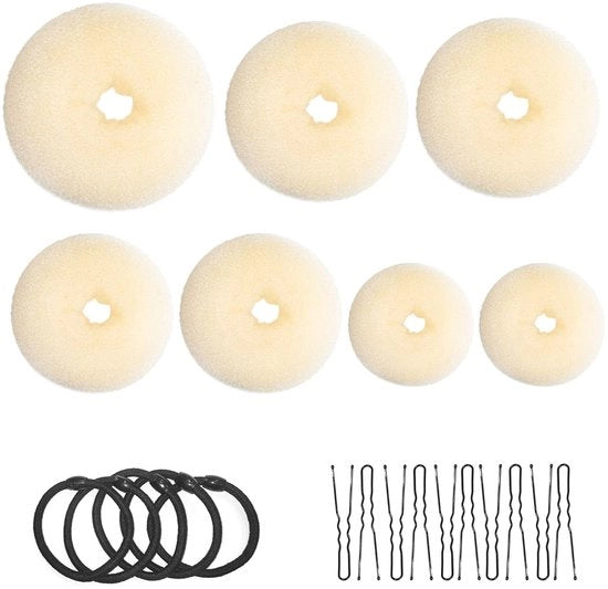 Set di 7 donut per forno a baguette, forma circolare, colore dorato, con 10 clip a forma di U e 5 cavi elastici.