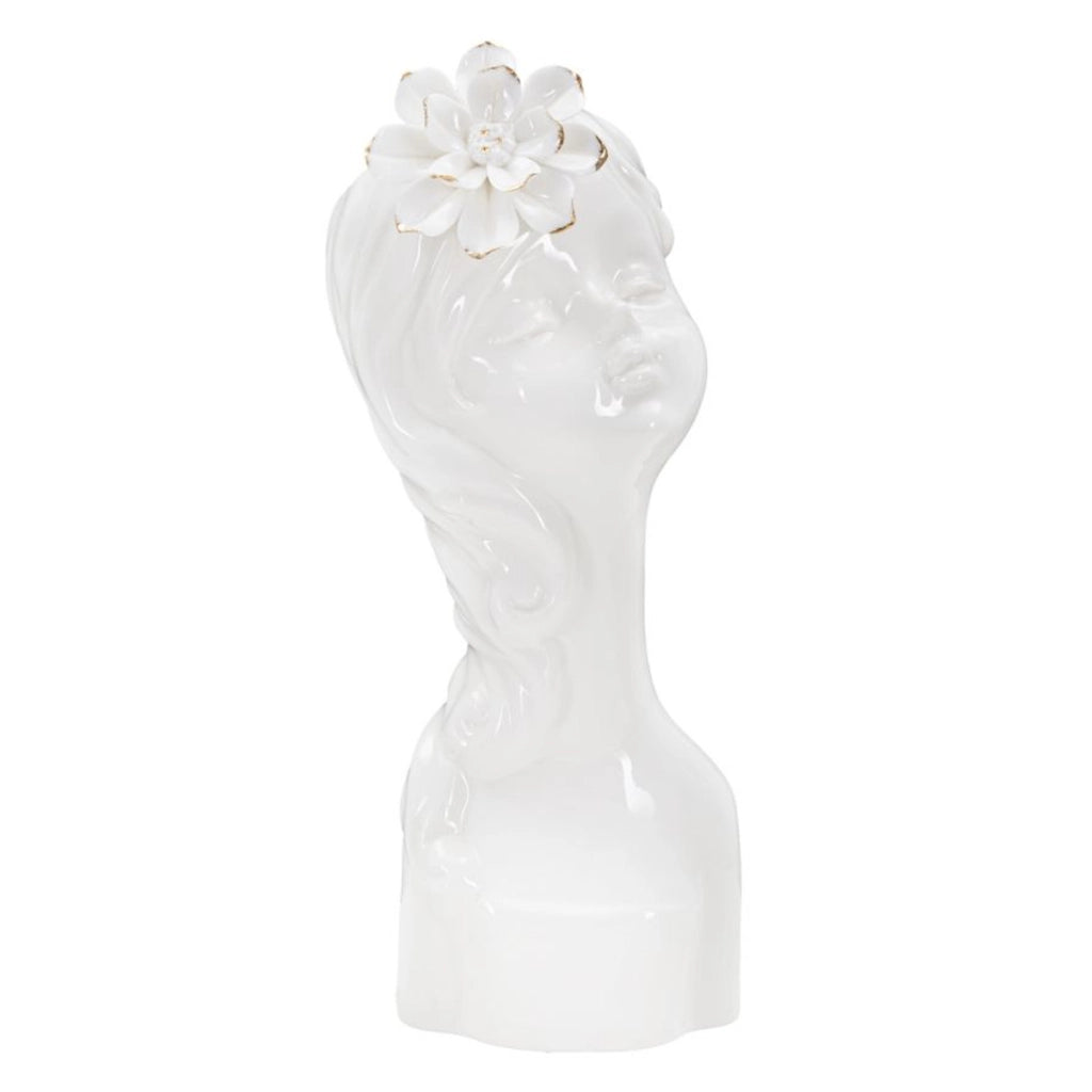 Vaso Decorativo Viso 34, Bianco, Porcellana, 10,5x10x24,7 cm
