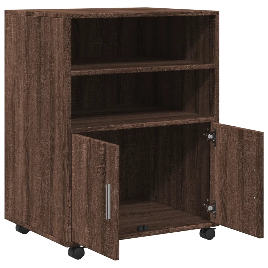 Armadietto con Ruote Rovere Marrone 60x48x81 cm in Truciolato 853170